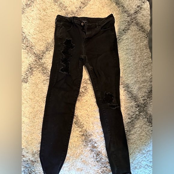 American eagle ripped black jeans size 10 regular - Picture 1 of 3